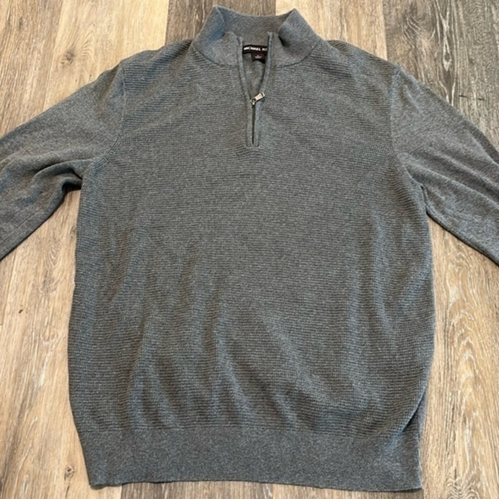 Michael Kors gray quarter zip pull over sweater large